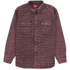 NWT Supreme Multi Type Denim Jacquard Button down shirt in purple size small